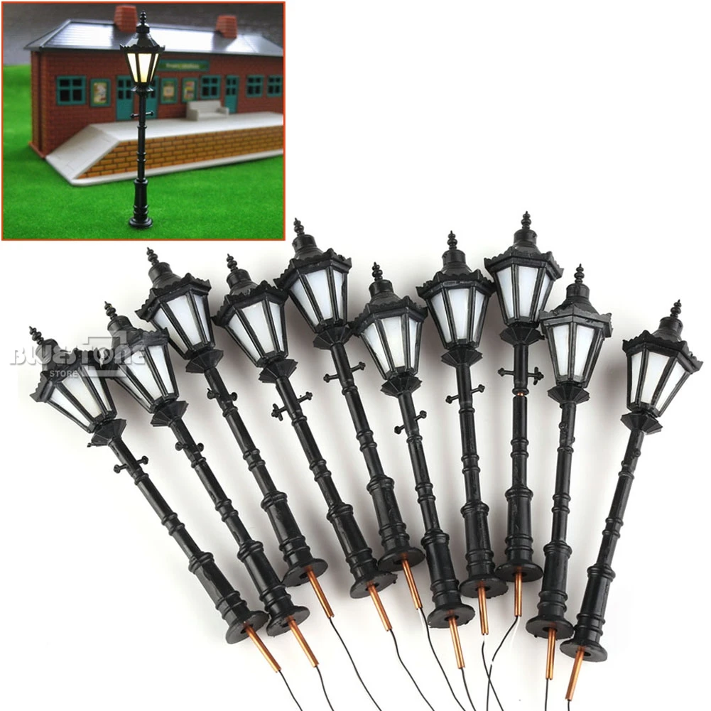 10 x LED Park lanterns Street lamp Modelmaking 1:75 Model railway Gauge HO/OO
10 x LED Park lanterns Street lamp Modelmaking 1:75 Model railway Gauge HO/OO
