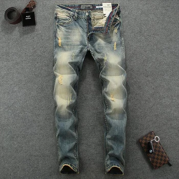 Italian Style Fashion Men Jeans Vintage Designer Cotton Denim Pants hombre Slim Fit Ripped Jeans Men Streetwear Classical Jeans
Italian Style Fashion Men Jeans Vintage Designer Cotton Denim Pants hombre Slim Fit Ripped Jeans Men Streetwear Classical Jeans