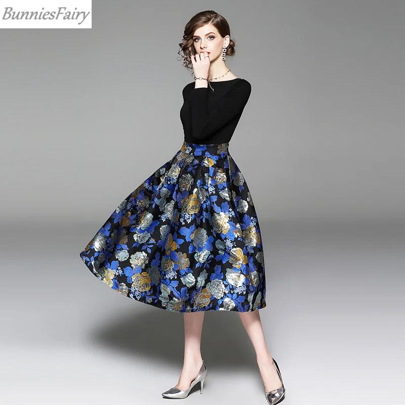 BunniesFairy 2019 Весна Осень женское Хепберн элегантное Ретро Цветочное платье с