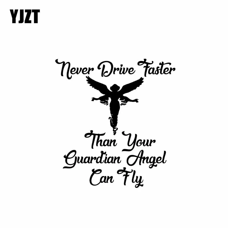 Guardian Angel Decal Never Drive Faster Than She Can Fly window vinyl sticker