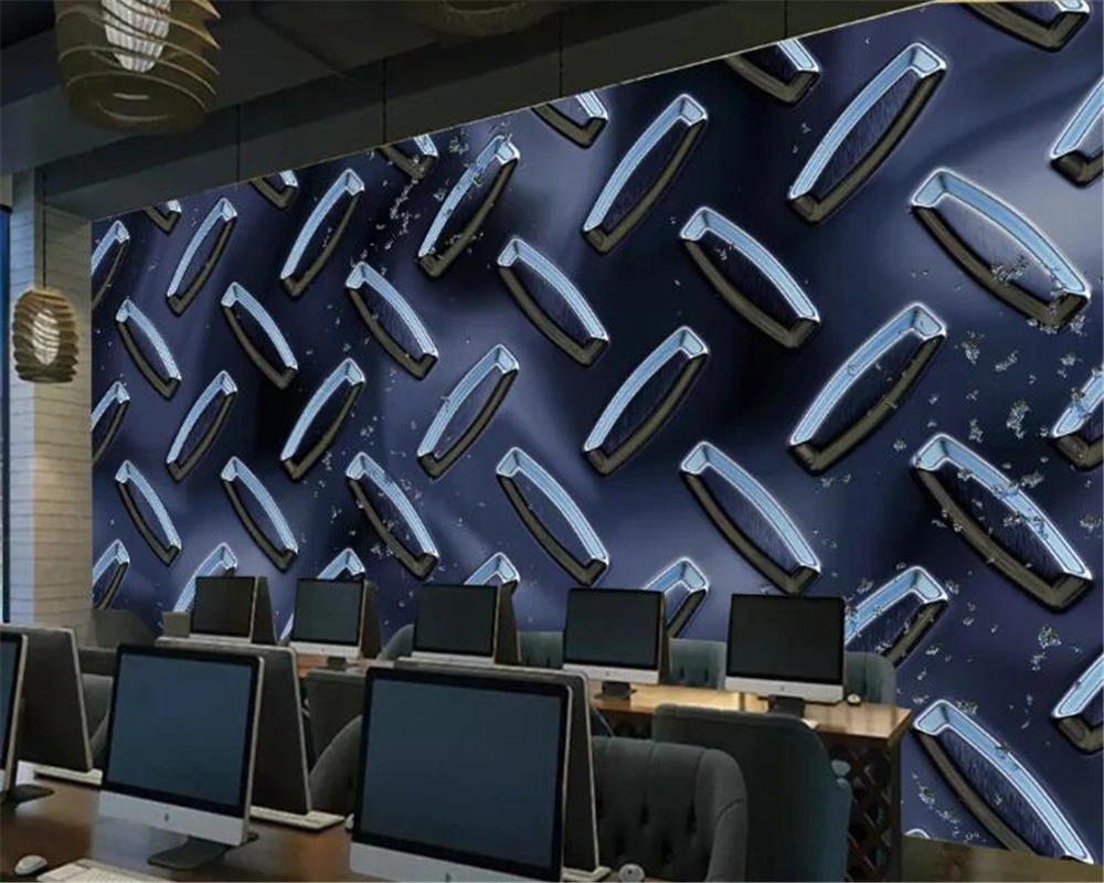 Фото Настенные обои beibehang papel с металлической текстурой абстрактные Интернет-кафе ТВ