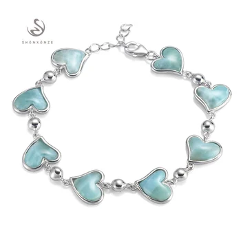 Eulonvan Heart 925 sterling Silver Bracelets For Women Larimar Natural Stone Beautiful Charms Female Jewelry dropshipping S-3798
Eulonvan Heart 925 sterling Silver Bracelets For Women Larimar Natural Stone Beautiful Charms Female Jewelry dropshipping S-3798