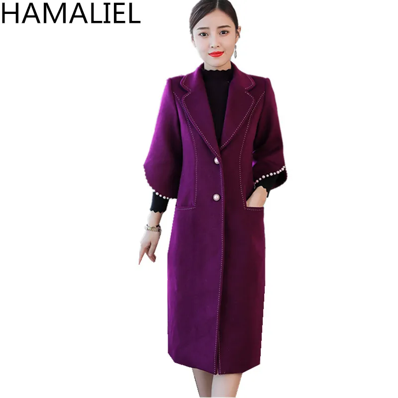 HAMALIEL Plus Size Autumn Winter Woollen Coat 2018 Fashion Women Beading Tweed Single Breasted Ladeis Thick Slim Wool Coat S 4XL
HAMALIEL Plus Size Autumn Winter Woollen Coat 2018 Fashion Women Beading Tweed Single Breasted Ladeis Thick Slim Wool Coat S 4XL