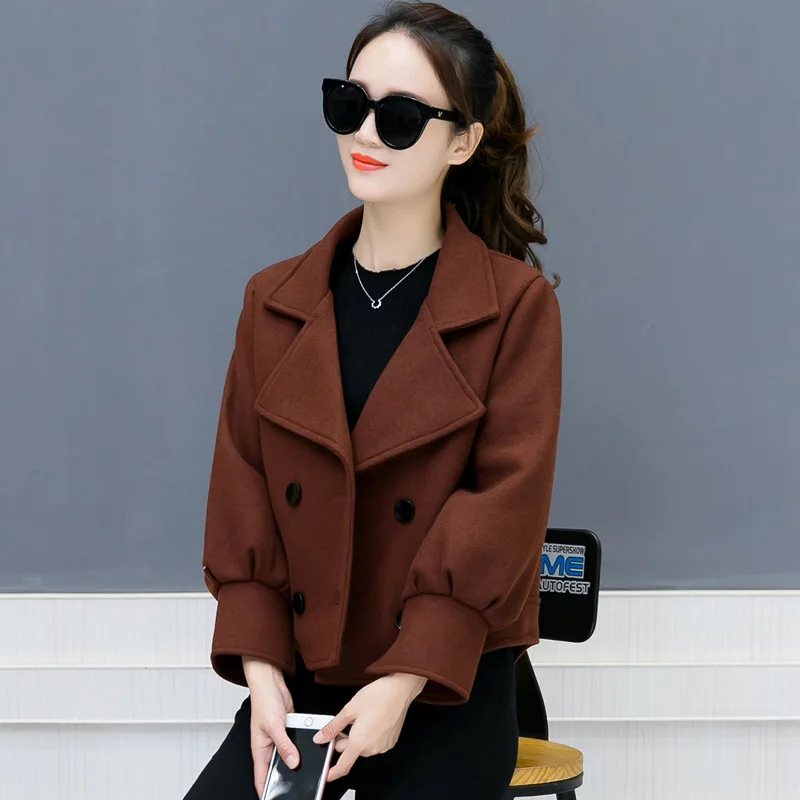 England Style Short Women Wool Coat Puff Sleeve Winter Jacket Turn-down Collar Cashmere Coat 2018
England Style Short Women Wool Coat Puff Sleeve Winter Jacket Turn-down Collar Cashmere Coat 2018