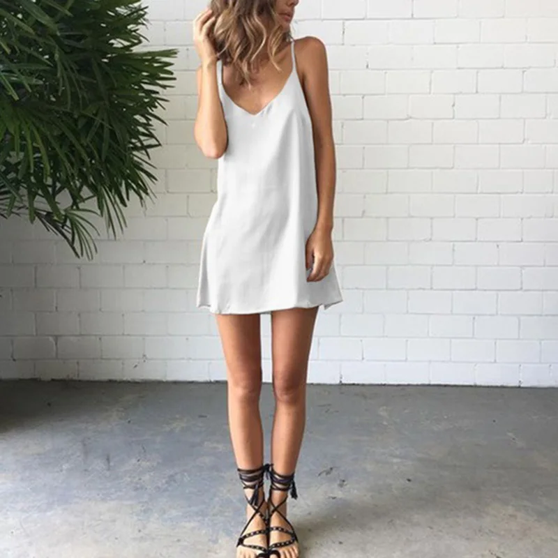 Sexy Solid Color V Neck Spaghetti Strap Silk Women Slim European Style Mini Dress Ladies Casual Vestidos Elegant Dress SJ3090E
Sexy Solid Color V Neck Spaghetti Strap Silk Women Slim European Style Mini Dress Ladies Casual Vestidos Elegant Dress SJ3090E
