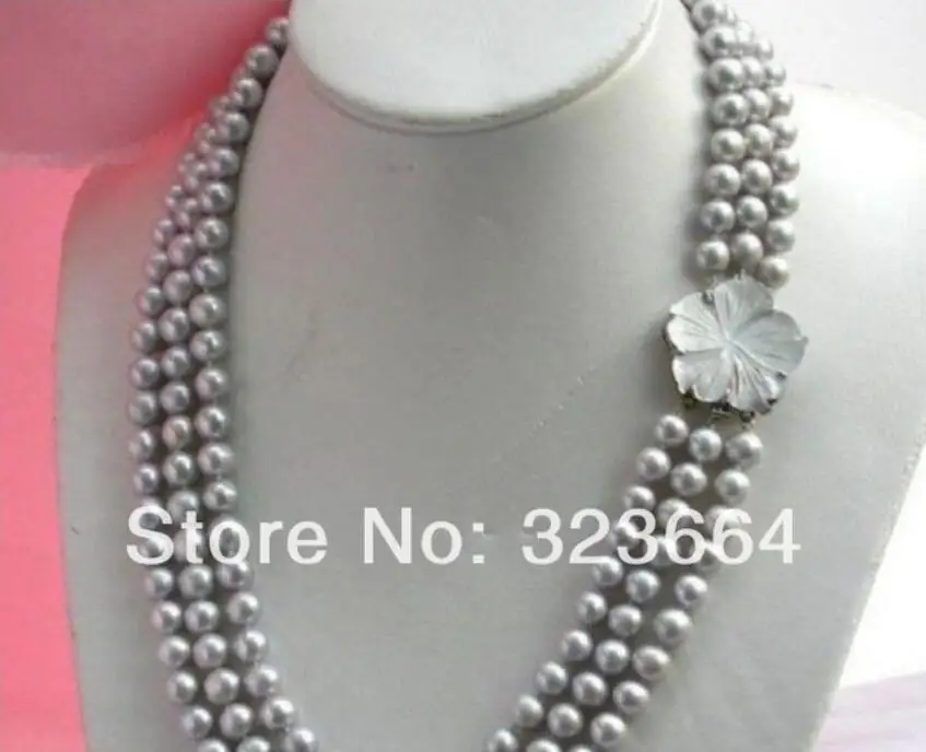 AAA 9-10mm strands tahitian gray pearl necklace 17-19