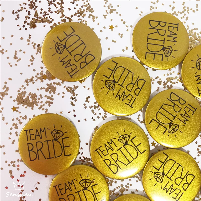 6Pcsset Flash Gold Hen Party Bride To Be Badge Team Bride Badge Bridesmaid Decoration Bachelor Party Wedding Party Supplies (7)