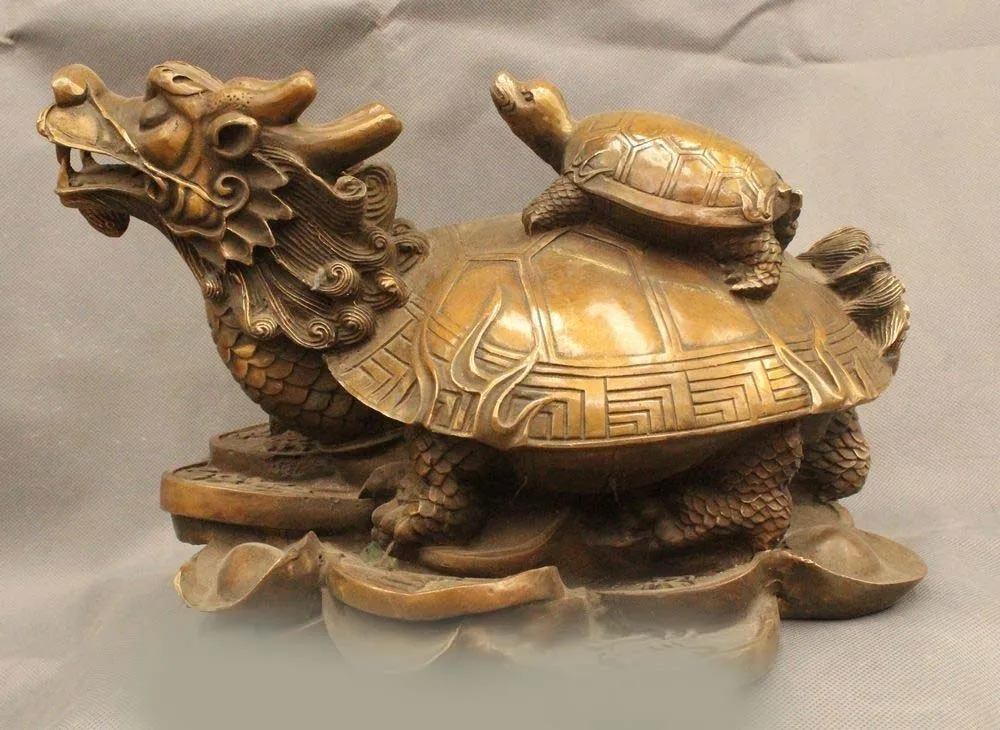 DS 9" Chinese Folk Feng Shui Brass Wealth Longevity Dragon Tortoise Turtle Statue
DS 9" Chinese Folk Feng Shui Brass Wealth Longevity Dragon Tortoise Turtle Statue