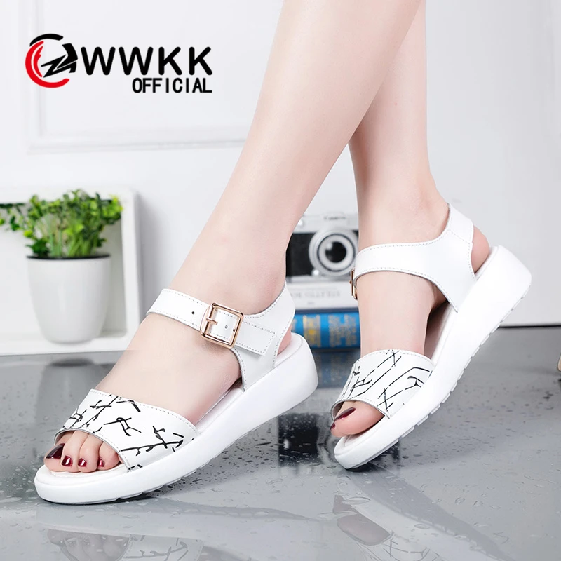 WWKK 2019 Women Sandals Summer Genuine Leather Thick Heel Wedge Platform Sandals Ladies Ankle Strap Flat Sandals Shoes Woman
WWKK 2019 Women Sandals Summer Genuine Leather Thick Heel Wedge Platform Sandals Ladies Ankle Strap Flat Sandals Shoes Woman