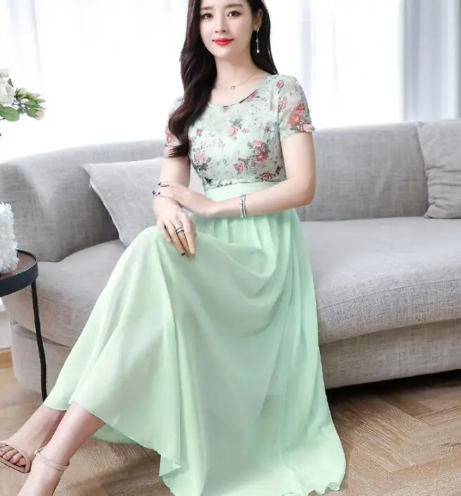 High Quality Plus Size M-3XL Summer New Arrival Sweet Flower Printed Short Sleeve Woman Long Chiffon Dress
High Quality Plus Size M-3XL Summer New Arrival Sweet Flower Printed Short Sleeve Woman Long Chiffon Dress