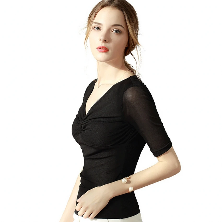 Sexy V-Neck Mesh Transparent Pullover Tshirt 2019 Summer New Slim Women Half Sleeve Top Shirt Clothes Camiseta Mujer T96701
Sexy V-Neck Mesh Transparent Pullover Tshirt 2019 Summer New Slim Women Half Sleeve Top Shirt Clothes Camiseta Mujer T96701