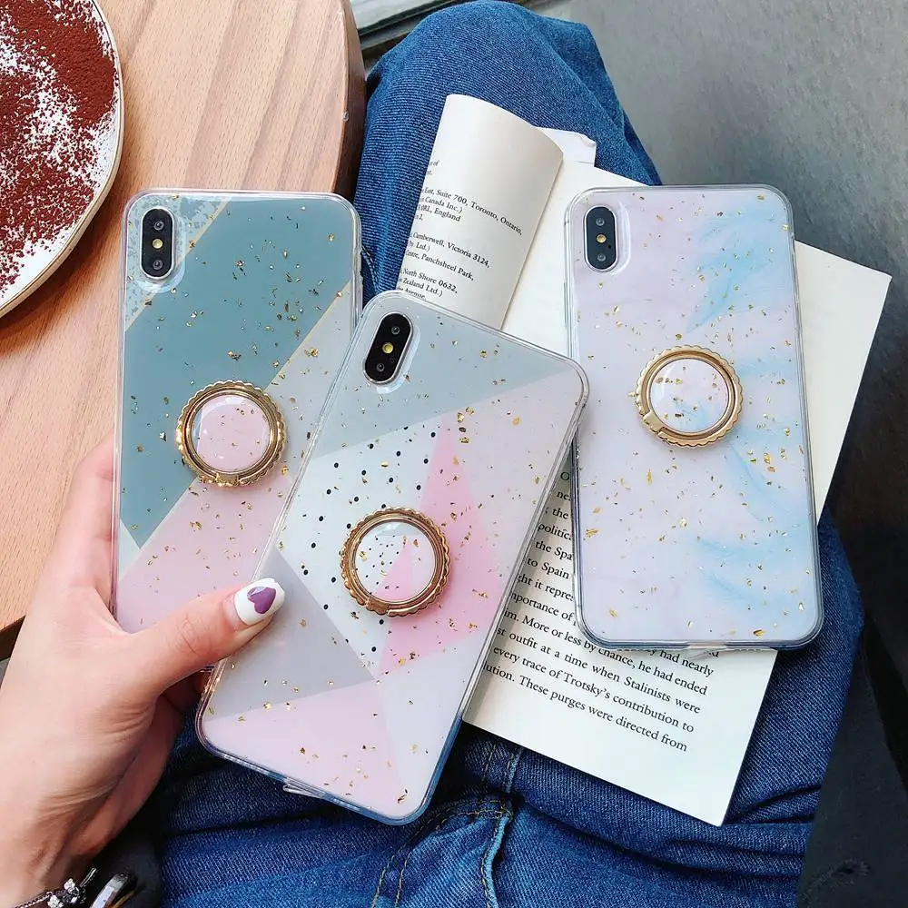 Glitter Marble Case For iPhone X XS Max XR Phone Cover For iPhone 8 7 6 6s Plus Soft TPU Silicone Coque with Metal Ring Stand
Glitter Marble Case For iPhone X XS Max XR Phone Cover For iPhone 8 7 6 6s Plus Soft TPU Silicone Coque with Metal Ring Stand