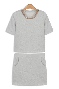 2015 New Spring Women's Brief Beading Short-sleeve Knitted Slim Hip Half-length Casual skirt Sets Women Clothing sets
2015 New Spring Women's Brief Beading Short-sleeve Knitted Slim Hip Half-length Casual skirt Sets Women Clothing sets