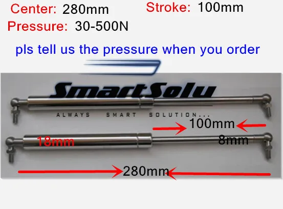 free shipping 30 to 500N force 280mm central distance,100mm stroke, stainless steel Gas Spring, Lift Prop Gas Spring Damper
free shipping 30 to 500N force 280mm central distance,100mm stroke, stainless steel Gas Spring, Lift Prop Gas Spring Damper