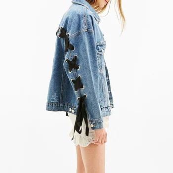 2017 New In Turndown Collar Lace Up Bowknot Women Denim Jacket Fashion Spring Bomber Loose Casual Jean Outwear
2017 New In Turndown Collar Lace Up Bowknot Women Denim Jacket Fashion Spring Bomber Loose Casual Jean Outwear
