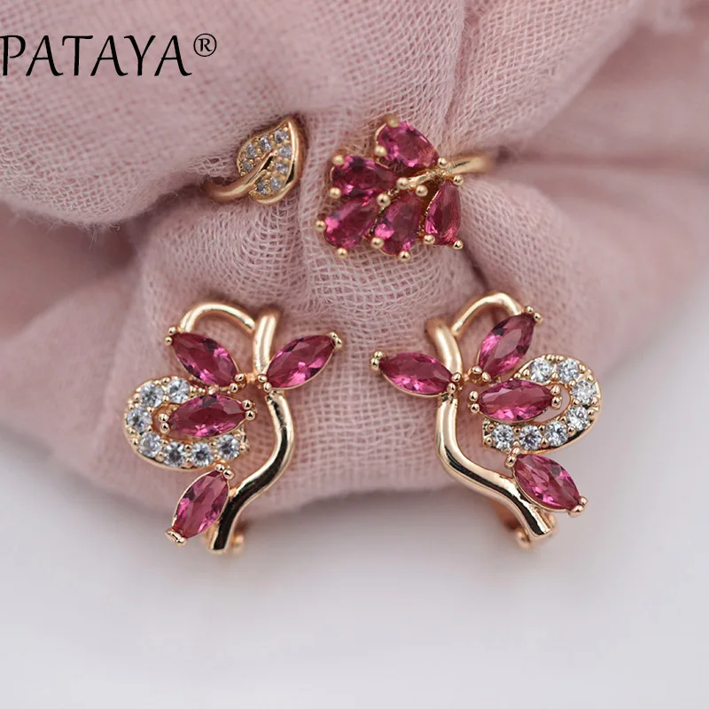 PATAYA New RU 585 Rose Gold Drop Earrings Up Open Rings Sets Women Symmetry Petal Natural Zircon Exquisite Wedding Jewelry Set
PATAYA New RU 585 Rose Gold Drop Earrings Up Open Rings Sets Women Symmetry Petal Natural Zircon Exquisite Wedding Jewelry Set