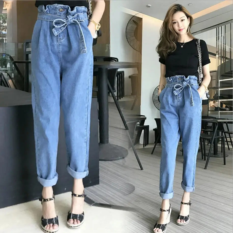 spring autumn fashion Women Harem Pants Jeans Fashion Vintage Ripped High Waist Drawstring Denim loose jeans 
spring autumn fashion Women Harem Pants Jeans Fashion Vintage Ripped High Waist Drawstring Denim loose jeans