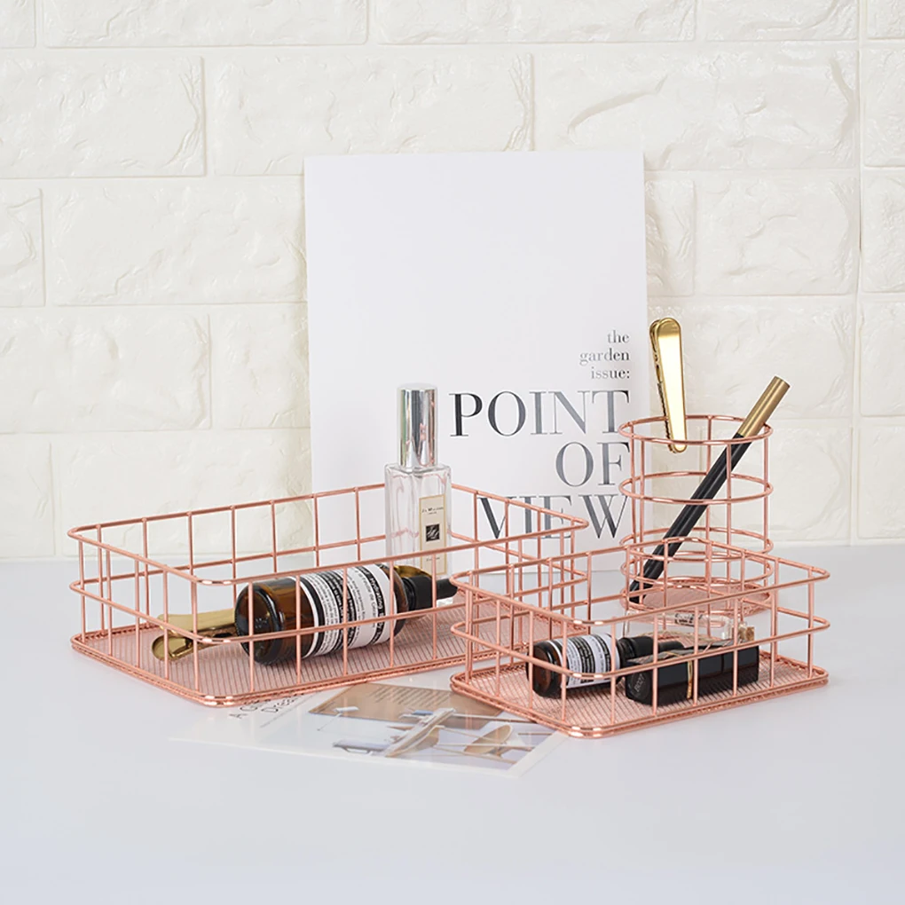 Home Nordic Style Iron Rose Gold Rectangle Desktop Storage Basket Home Organizer Pencil Brush Cup Cosmetics Magazine
Home Nordic Style Iron Rose Gold Rectangle Desktop Storage Basket Home Organizer Pencil Brush Cup Cosmetics Magazine