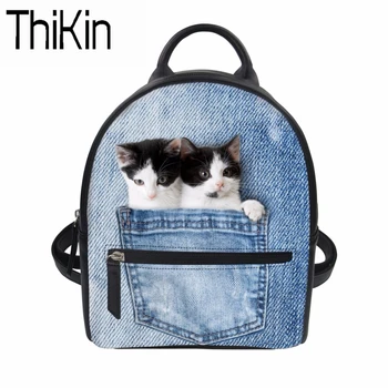 THIKIN Women Backpack School Bag for Teenage Girls School Bagpack Blue Denim Pocket Cat Printing PU Leather Mochila Beach Bag
THIKIN Women Backpack School Bag for Teenage Girls School Bagpack Blue Denim Pocket Cat Printing PU Leather Mochila Beach Bag