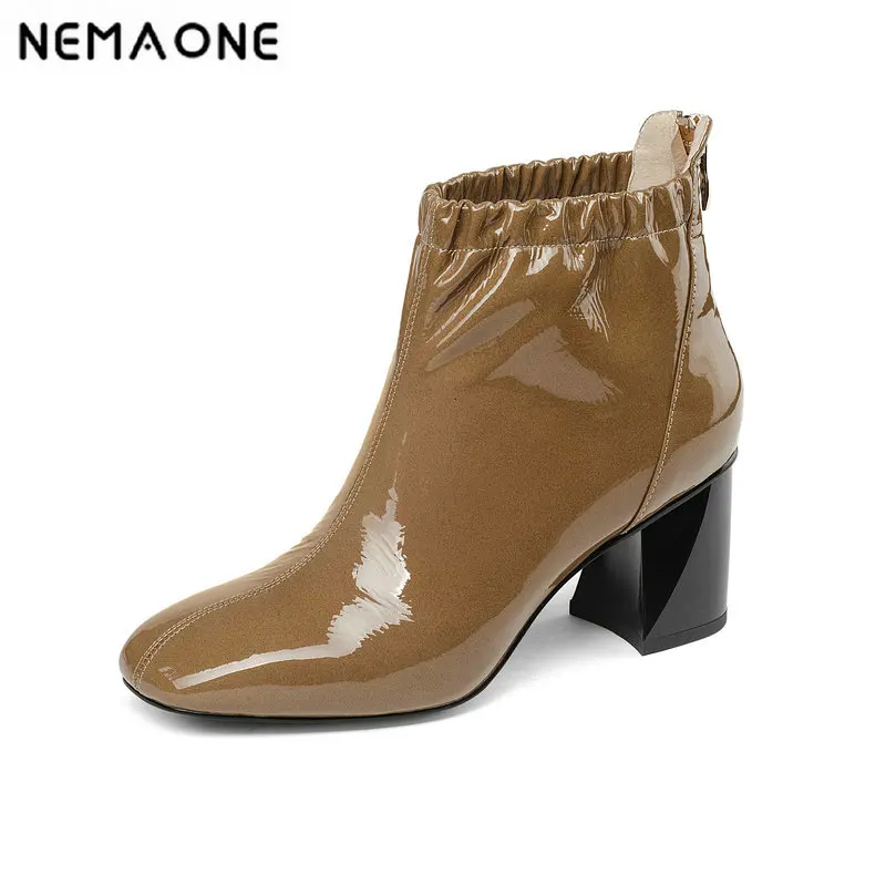 New women genuine leather ankle boots 6cm high heels black apricot ladies dress shoes square toe spring autumn boots woman
New women genuine leather ankle boots 6cm high heels black apricot ladies dress shoes square toe spring autumn boots woman