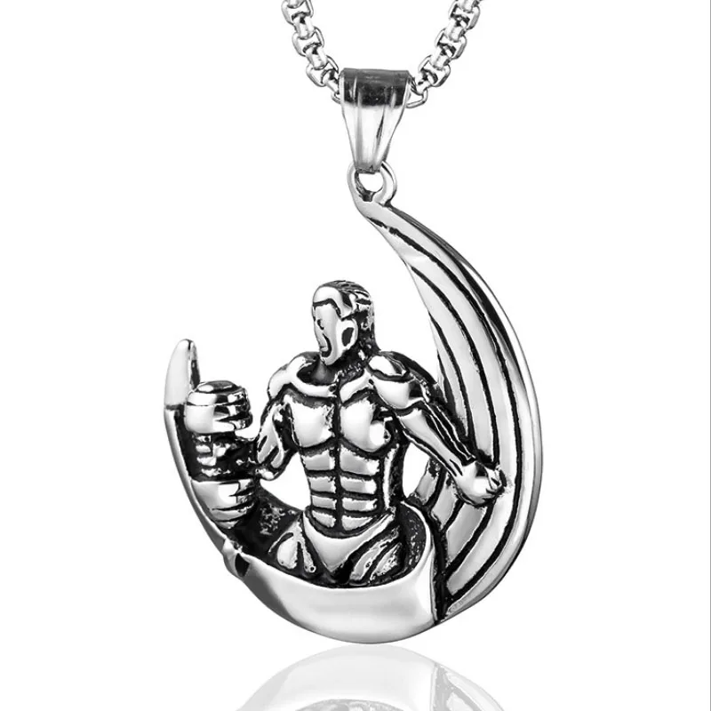 New titanium steel men's fitness necklace fashionable modern alien moon stainless steel pendant accessories
New titanium steel men's fitness necklace fashionable modern alien moon stainless steel pendant accessories
