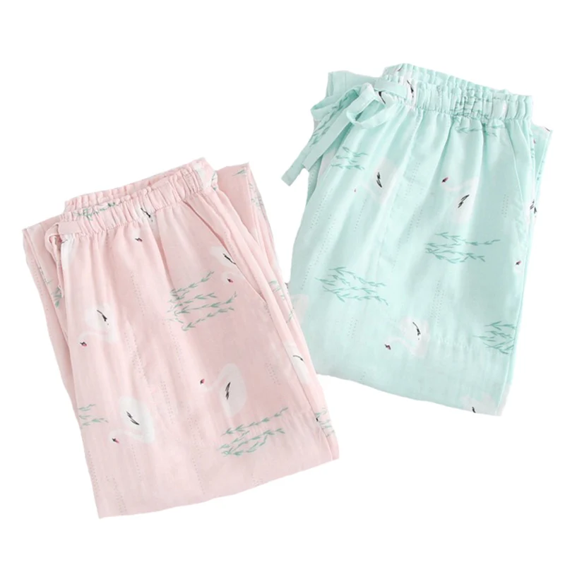 Spring New Women's 100% Gauze Cotton Sleep Bottom Cute Swan Printed Ladies Leisure Pants Soft Homewear Thin Sleep Pants Comfort
Spring New Women's 100% Gauze Cotton Sleep Bottom Cute Swan Printed Ladies Leisure Pants Soft Homewear Thin Sleep Pants Comfort