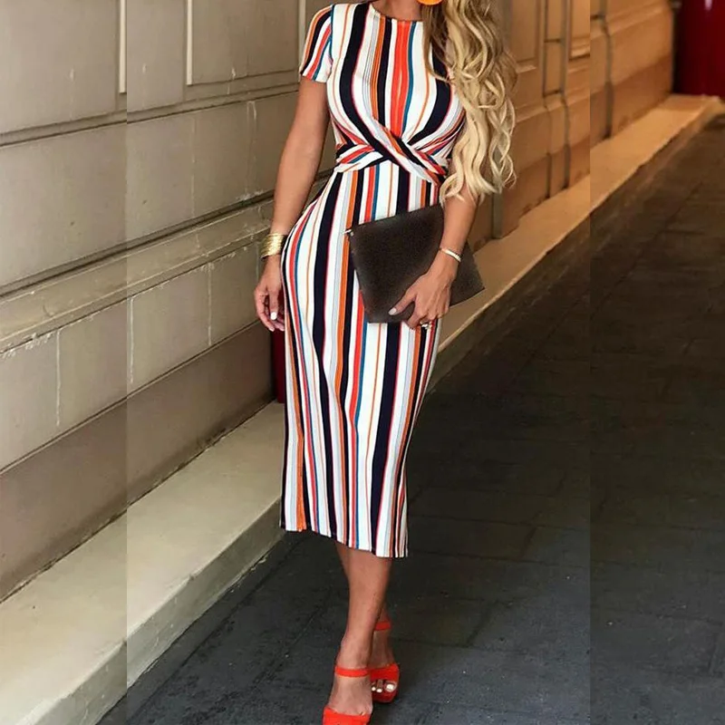 Women Summer Striped Bandage Split Midi Dress Female Casual Streetwear Vestido Robe Femme Ete Sukienki
Women Summer Striped Bandage Split Midi Dress Female Casual Streetwear Vestido Robe Femme Ete Sukienki