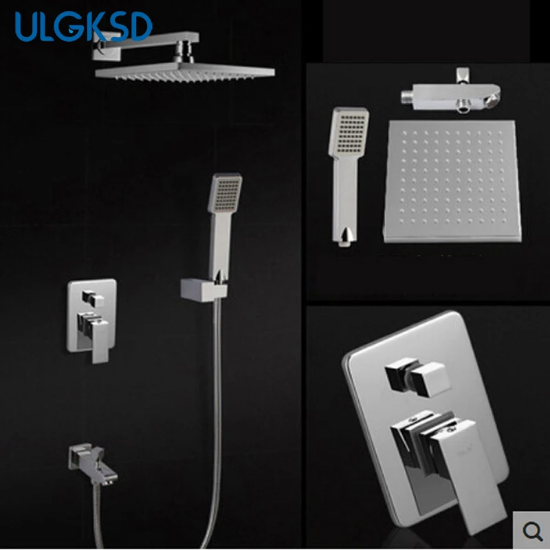 

ULGKSD Rain Shower Faucet 8 Inch Shower Head W/ Tub Faucets Hand Shower Sprayer Cold and Hot Water Mixer Tap