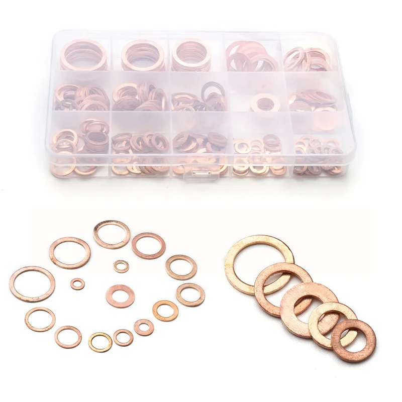 250PCS Flat Ring Washer Gasket M5/6/8/10/12/14/16/18 Solid Copper Crush Spacer Oil Brake Sealing Kit For Hardware Accessories
250PCS Flat Ring Washer Gasket M5/6/8/10/12/14/16/18 Solid Copper Crush Spacer Oil Brake Sealing Kit For Hardware Accessories