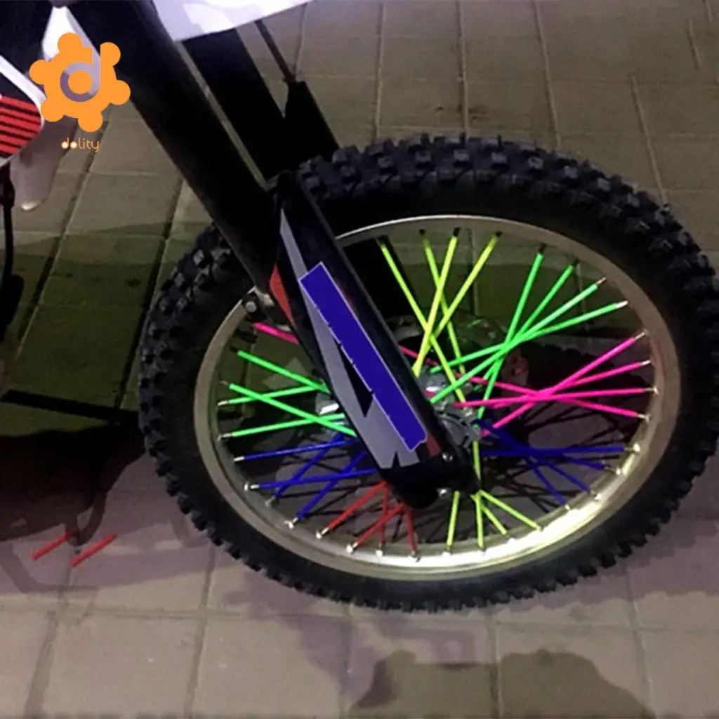 72 Pieces Universal Motocross Wheel Rim Spoke Wraps Skins Cover Red&White