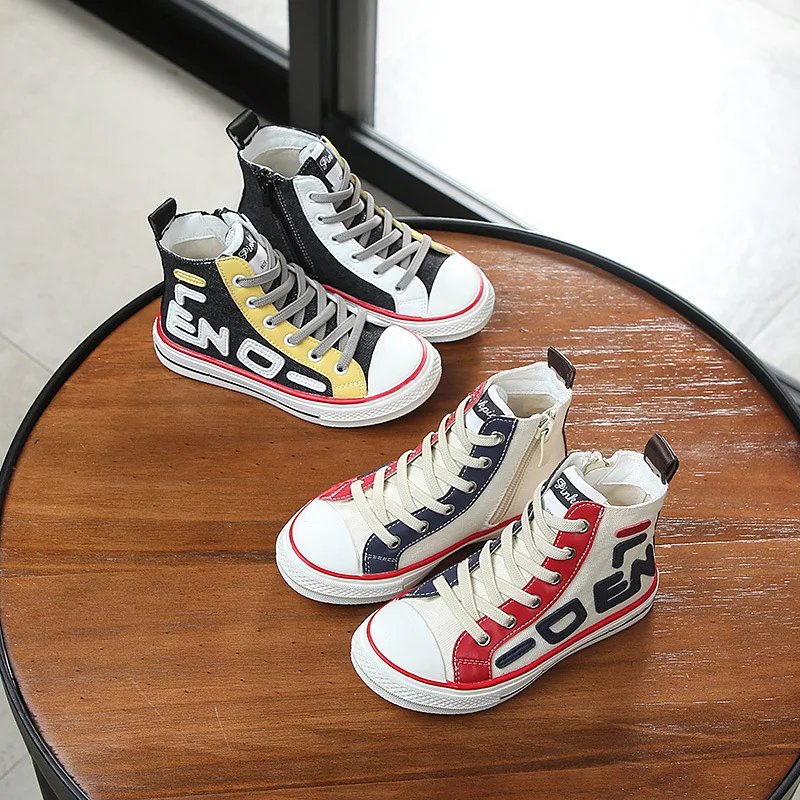 Children's canvas shoes 2019 Autumn new color matching boys girls side zipper high tops shoes SIZE 13.3---18.6CM
Children's canvas shoes 2019 Autumn new color matching boys girls side zipper high tops shoes SIZE 13.3---18.6CM