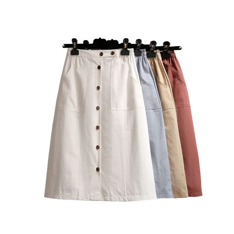 Fashion European Style High Waist Solid Pleated Single Row Button Skirts Womens Casual Elgant A Line PocketsWhite Skirt
Fashion European Style High Waist Solid Pleated Single Row Button Skirts Womens Casual Elgant A Line PocketsWhite Skirt