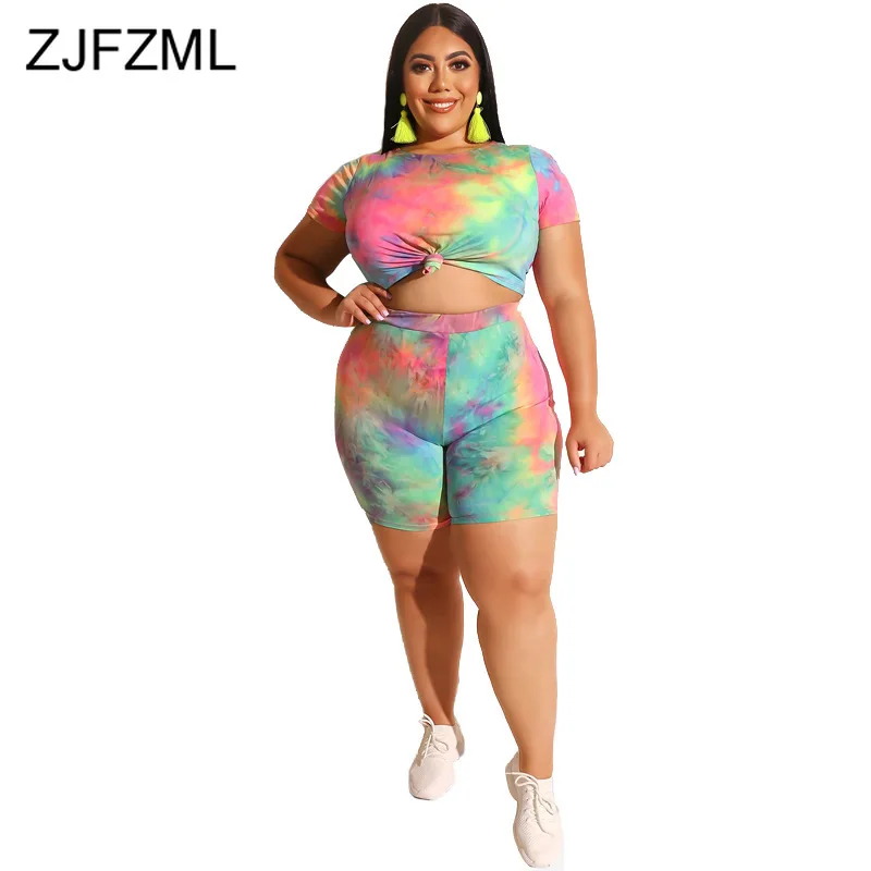Rainbow Tie Dye 2 Piece Outfits For Women O Neck Short Sleeve Crop Top+Fitness Shorts Sweatsuits Casual Plus Size Matching Set
Rainbow Tie Dye 2 Piece Outfits For Women O Neck Short Sleeve Crop Top+Fitness Shorts Sweatsuits Casual Plus Size Matching Set