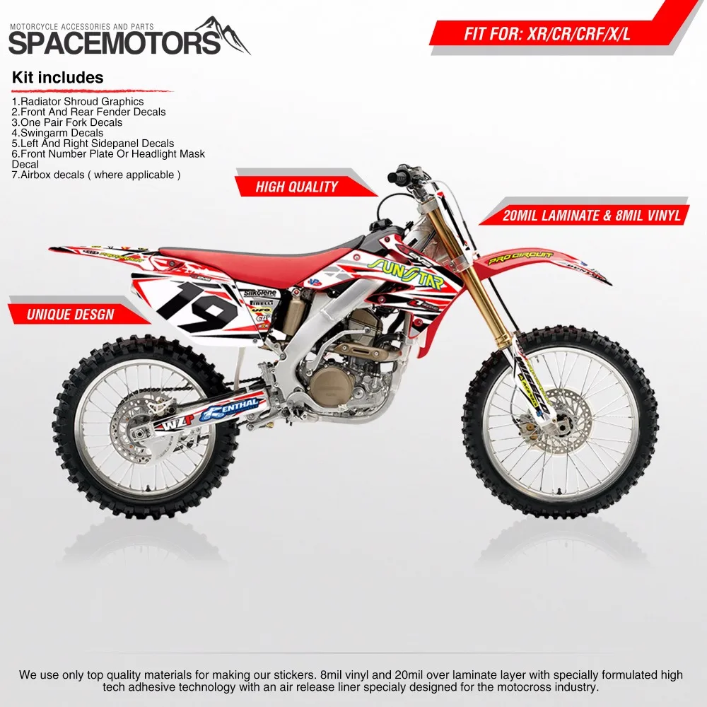 Виниловые наклейки 3 м для мотокросса велосипеда мотоцикла CR CRF CRM CRFX CRFR CRFL XR X R L F M