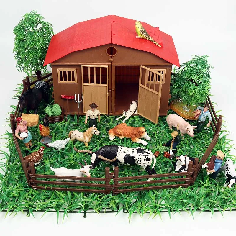 Set of 6 Kids Farm Animals Play Set Farm Action Plastic Figures Toy