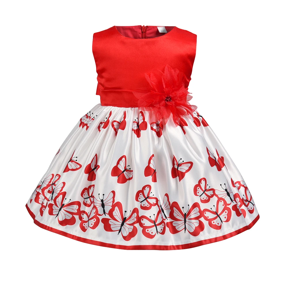 Yoyoxiu Princess Butterfly Print Girl Dress Summer Sleeveless Round Collar Knee-Length A-Line Children Clothes 2018 | Детская одежда и