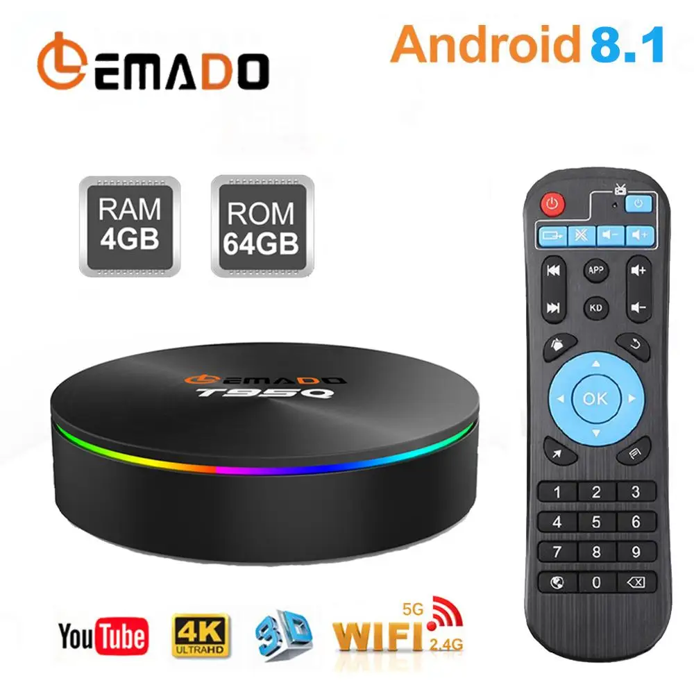 TV BOX Android 8.1 S905X2 4GB 32GB 64GB support 2.4G+5.8G Dual WIFI Bluetooth Lemado T95Q 3D Set Top Box 4K Smart TV Box Android
TV BOX Android 8.1 S905X2 4GB 32GB 64GB support 2.4G+5.8G Dual WIFI Bluetooth Lemado T95Q 3D Set Top Box 4K Smart TV Box Android