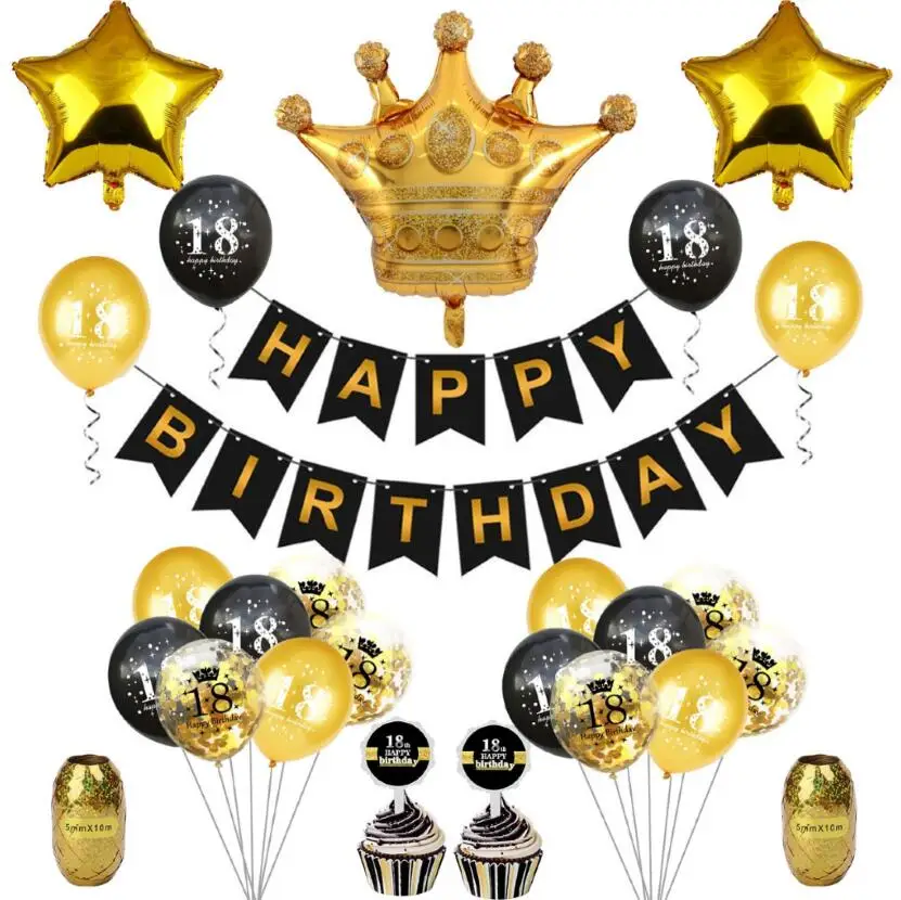 Gold Confetti Balloons Crown Happy 18th Party Decoration Banner 16 18 30 40 50 60 70 Ball Birthday Party Decorations Adult Favor
Gold Confetti Balloons Crown Happy 18th Party Decoration Banner 16 18 30 40 50 60 70 Ball Birthday Party Decorations Adult Favor