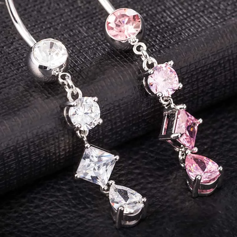 Beach Sexy Pink or White Clear Crystal Zircon Dangle Belly Button Rings For Female Dance Piercing Body Jewelry
Beach Sexy Pink or White Clear Crystal Zircon Dangle Belly Button Rings For Female Dance Piercing Body Jewelry
