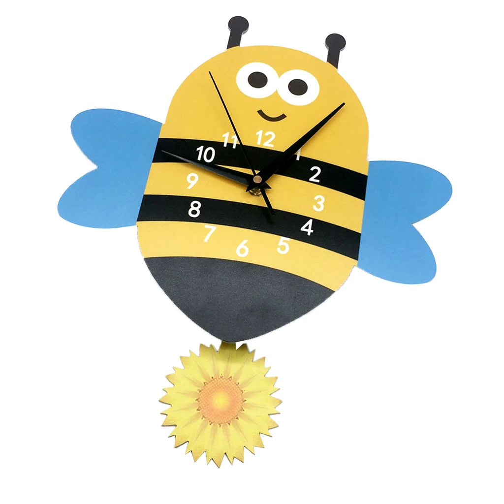 Japanese Adorable Pendulum Clock Funny Crafts Swinging Tail Wall Clock Kit for Kid's Nursery Children's Bedroom Decor