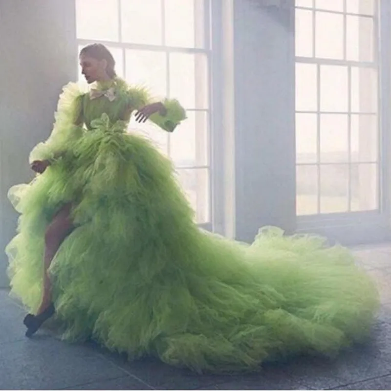New Arrival Pretty Green Hi Low Evening Party Dresses Ball Gown Long Sleeve Prom Gown Tiered Ruffle Tulle Vestido De Festa Longo
New Arrival Pretty Green Hi Low Evening Party Dresses Ball Gown Long Sleeve Prom Gown Tiered Ruffle Tulle Vestido De Festa Longo