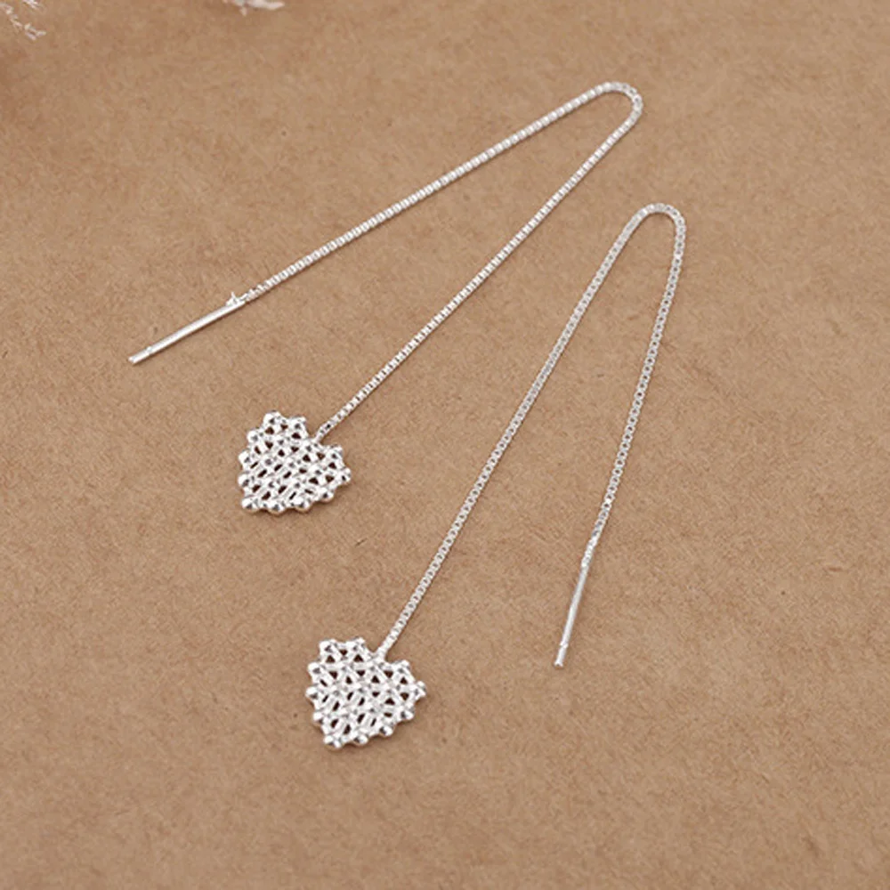 925 Sterling Silver Earring Elegant Hollow Love Heart Long Line Chain Threader Earrings Gift for Her Dainty Jewelry Gift for Her
925 Sterling Silver Earring Elegant Hollow Love Heart Long Line Chain Threader Earrings Gift for Her Dainty Jewelry Gift for Her