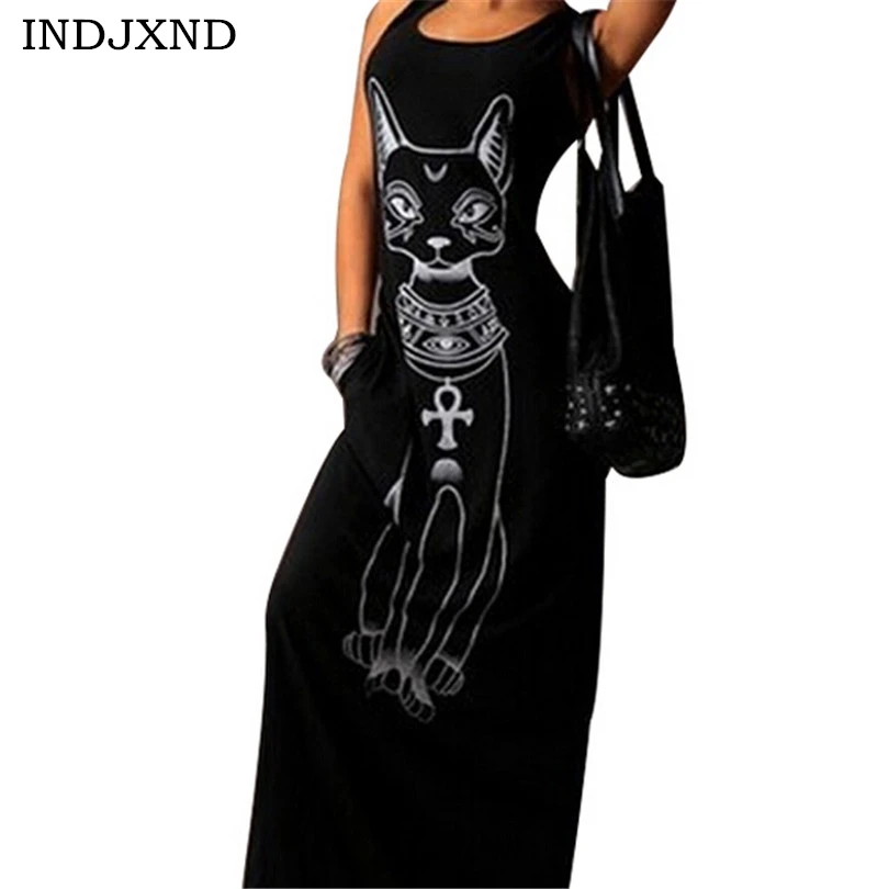 Summer Dresses Printed Cat Sleeveless roupa feminina Sundress Evening Boho Black Dress Pullover Elegant Europe Party Dress S143
Summer Dresses Printed Cat Sleeveless roupa feminina Sundress Evening Boho Black Dress Pullover Elegant Europe Party Dress S143