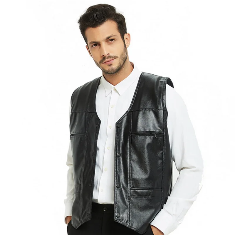 2019 Men Waistcoat Plus Size Autumn Leather Biker Vest With Pockets Motorcycle Rock Sleeveless Thick Jacket Male 5XL New Fashion
2019 Men Waistcoat Plus Size Autumn Leather Biker Vest With Pockets Motorcycle Rock Sleeveless Thick Jacket Male 5XL New Fashion