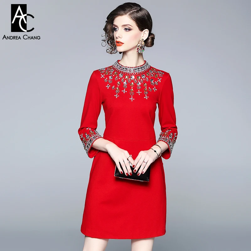 spring autumn woman dress beading collar chest cuff fashion vintage black red mini dress high quality luxury party event dress
spring autumn woman dress beading collar chest cuff fashion vintage black red mini dress high quality luxury party event dress