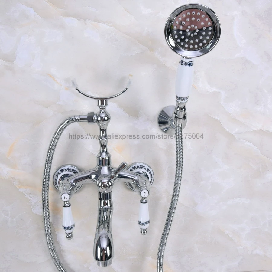Polished Chrome Bathtub Mixer Faucet Dual Handle Bath Shower Set with Hand Shower Swivel Tub Spout Nna243
Polished Chrome Bathtub Mixer Faucet Dual Handle Bath Shower Set with Hand Shower Swivel Tub Spout Nna243
