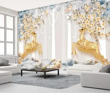 Stereo Gold Deer Tree Wallpaper Mural Nordic Embossed Contact Paper Photo Wallpaper Flower Bird 3d Wall Papers Home Decor
Stereo Gold Deer Tree Wallpaper Mural Nordic Embossed Contact Paper Photo Wallpaper Flower Bird 3d Wall Papers Home Decor