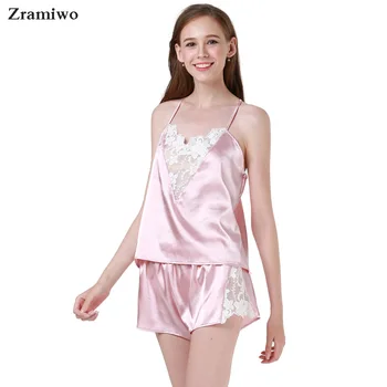 Zramiwo Womens Sexy Sleepwear Set Satin Pajama Pants Set Embroidery Nightgown Lace Camisole Short Summer
Zramiwo Womens Sexy Sleepwear Set Satin Pajama Pants Set Embroidery Nightgown Lace Camisole Short Summer