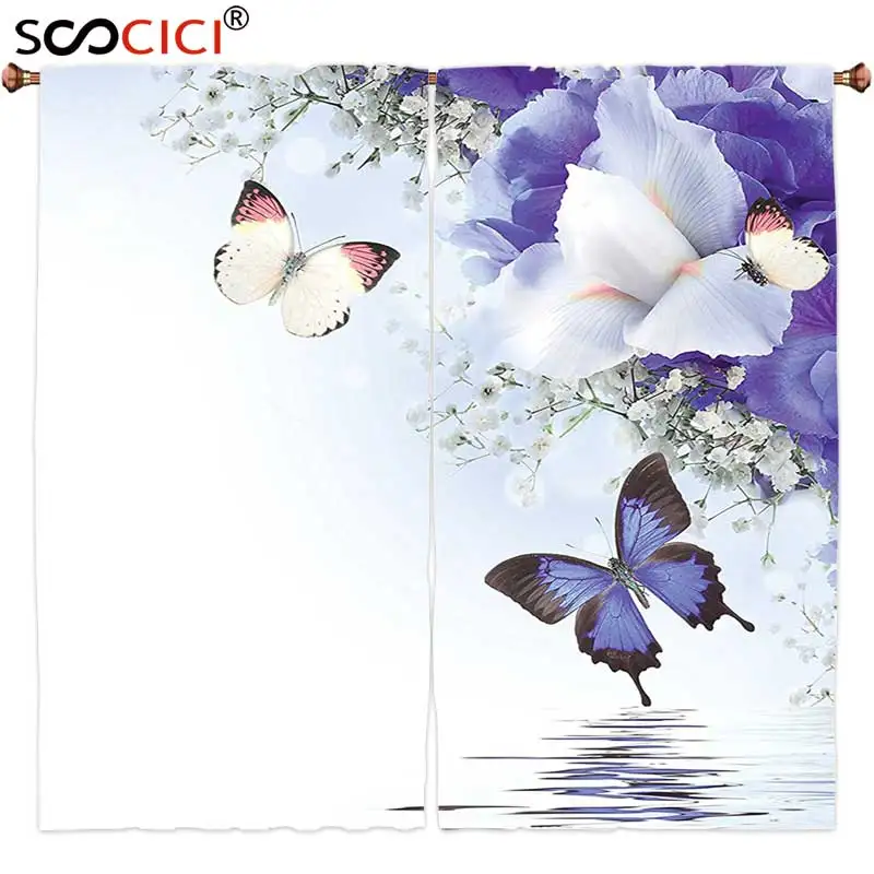 Window Curtains Treatments 2 Panels,Butterflies Decoration Collection Butterflies Sailing on Sea with Major Colorful Iris
Window Curtains Treatments 2 Panels,Butterflies Decoration Collection Butterflies Sailing on Sea with Major Colorful Iris