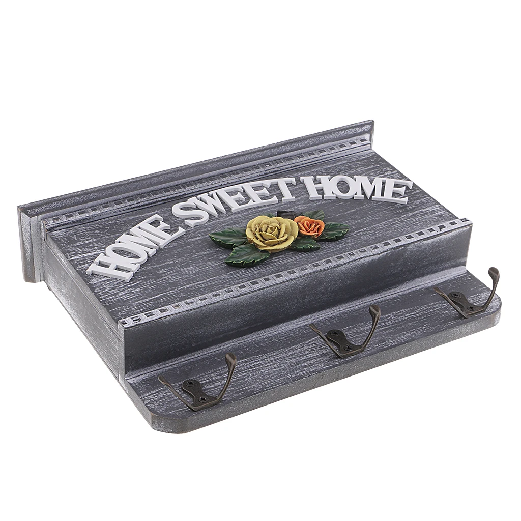 Wooden Key Holder Box 7 Hooks Wall Mounted & Tabletop Key Guard Storage Organizer Handmade Hallway Entryway Home Decor